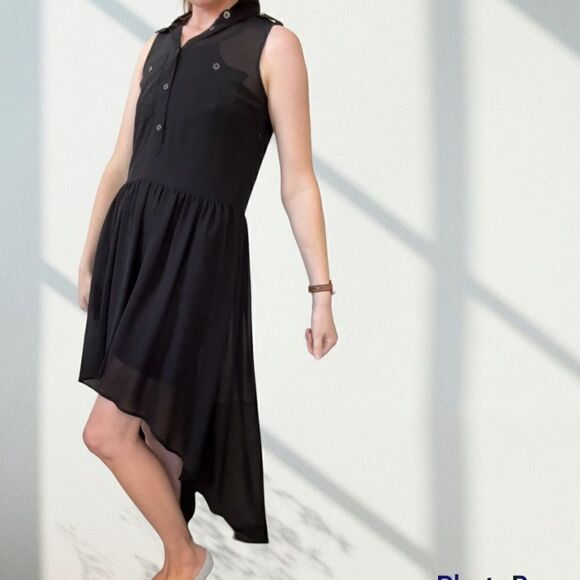 Michael Kors Black Sheer Hi-Lo PopOver Dress S - Picture 1 of 16